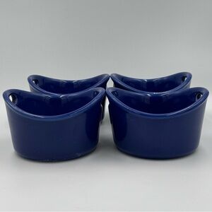 Rachael Ray Cobalt Blue 10oz Stoneware Ramekin Baking Dishes Set of 4